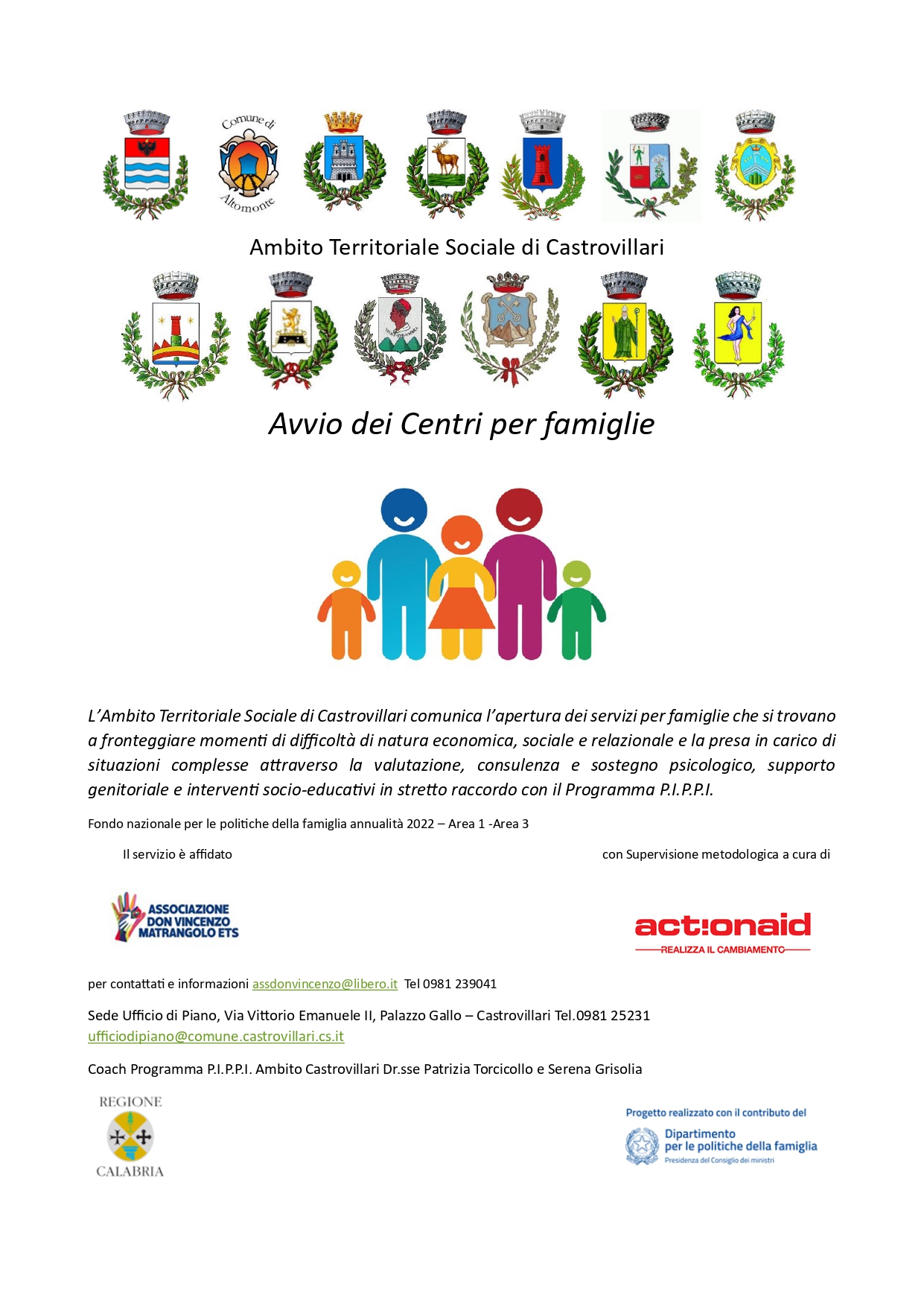 Al momento stai visualizzando Progetto Centri per Famiglie Ambito Territoriale Sociale di Castrovillari